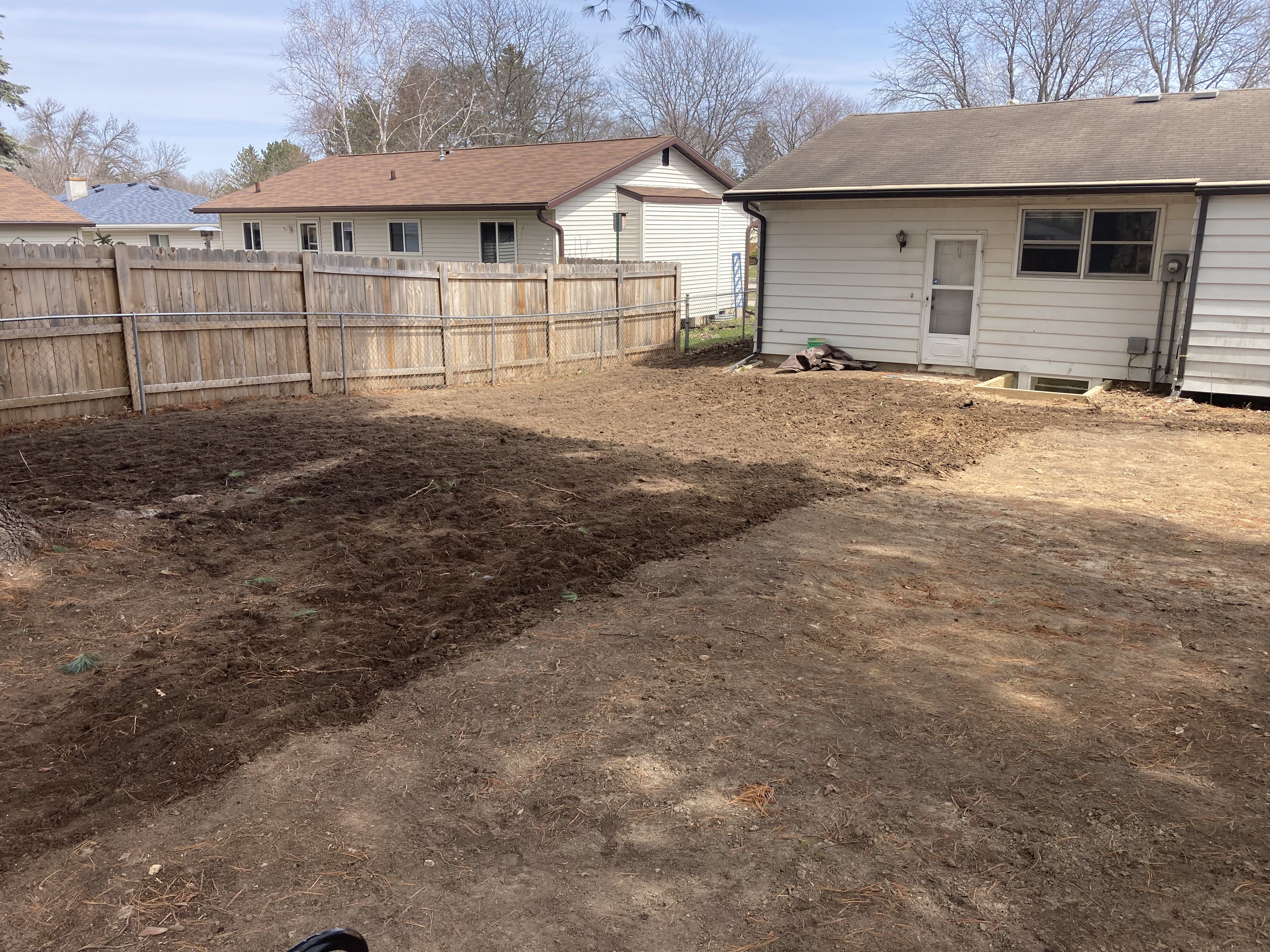 Halfway through tilling the yard